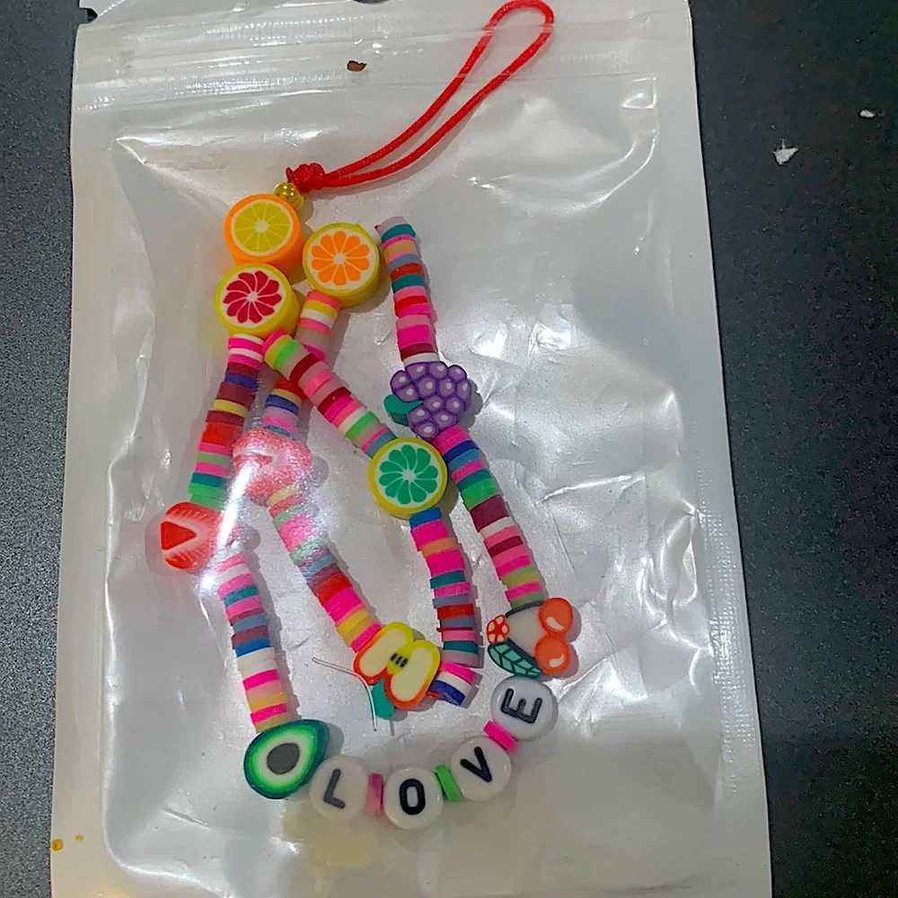 New Multicolor Fruit and Love Beaded Phone‎ Strap Lanyard